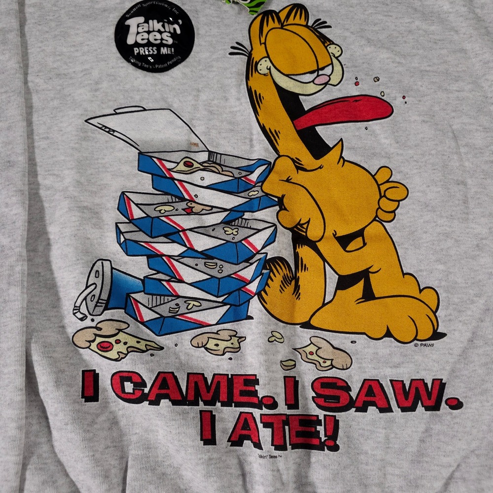 Delta Garfield Sweatshirt Men XL Gray Talkin Tees I Came I Saw I Ate Vintage - Picture 2 of 8